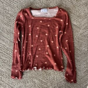 Old Navy Rust Heart Patterned Top